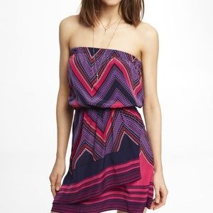 EXPRESS Strapless patterned mini dress
